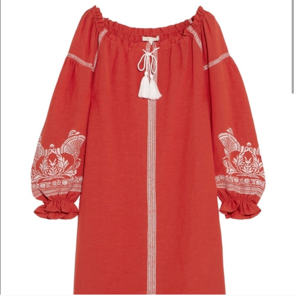 Make Red Boho Peasant Dress with Embroidery